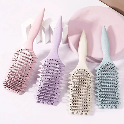 2026 Curling styling brush - hollow massage comb, nylon mane, ABS plastic handle, comfortable grip Special for real hair wigs