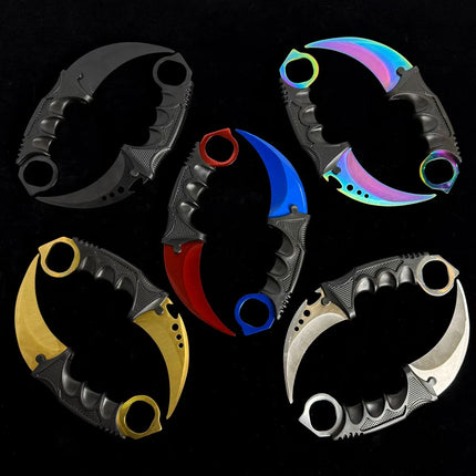 10styles Cs Karambit Metal Model with Plastic Sheath Game Peripheals Colorful Claw Knives Outdoor Training Props Safety Toys Boy
