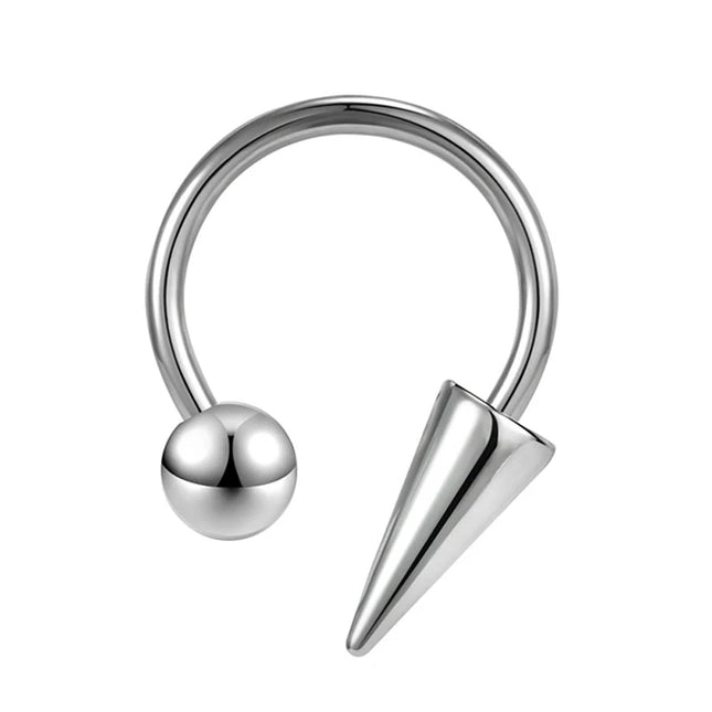 16G Cone Septum Ring Stainless Steel Horseshoe Nose Piercing Spike Lip Rings Black Color Tragus Helix Earring Body Jewelry