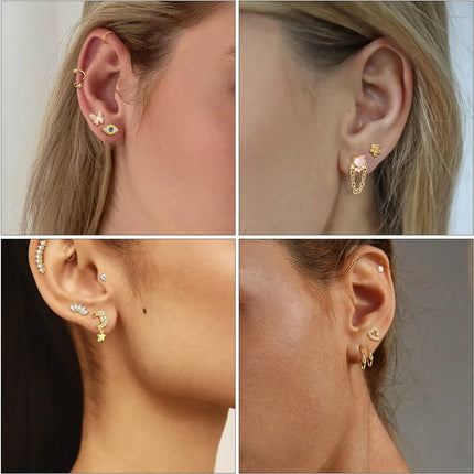 Drperfect 1pc Stainless Steel 16G Cartilage Earrings Stud Hypoallergenic Stainless Steel Stud Earrings Butterfly Heart Piercing