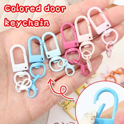 Lobster Clasp Spring Buckle Keychain with Chains Colorful Keyrings for DIY Jewelry Making Carabiner Key Ring Hooks Bags Buckle