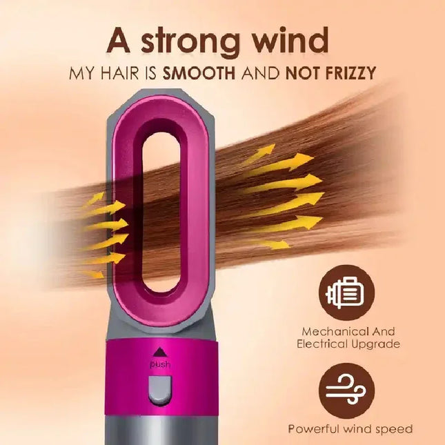 Hair Dryer 5-in-1 Electric Hair Comb Negative Ion Straight Curler Brush Blow Dryer Air Comb Removable Brush Kit Tool