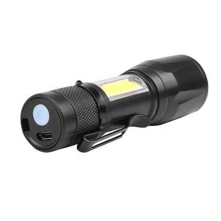 Mini LED Flashlight COB+XPE Portable Torch USB Charging Small Torch Zoomable Focus Lights Tactical Flashlights with Pen Clip