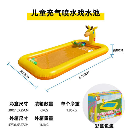 Arrival K Giraffe Sprinkler Mat Inflatable Swimming Pool Cartoon Water Play Toy Ball Pool Bathtub  Toddlers Family Garden Party