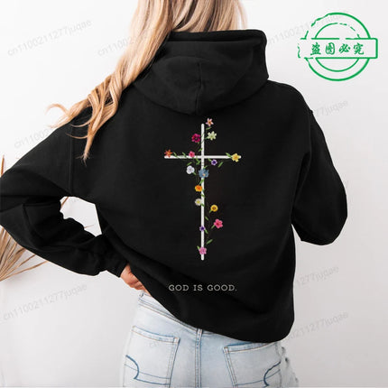 Autumn Casual Women's Hoodie Sweatshirts Christian Warm Clothes Jesus Hoodie with Words on Back Fashion Street Female Pullovers