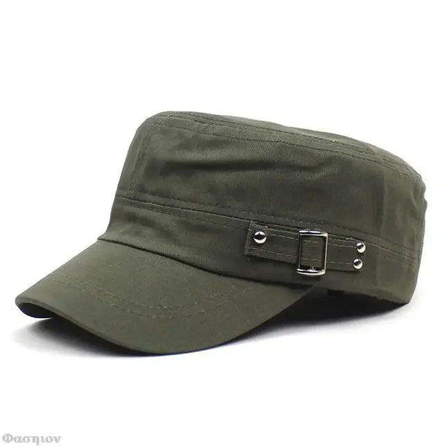 Army Cap Men Women Pure Color Washed Cotton Flat Top Cap Summer Autumn Adjustable Visor Hat