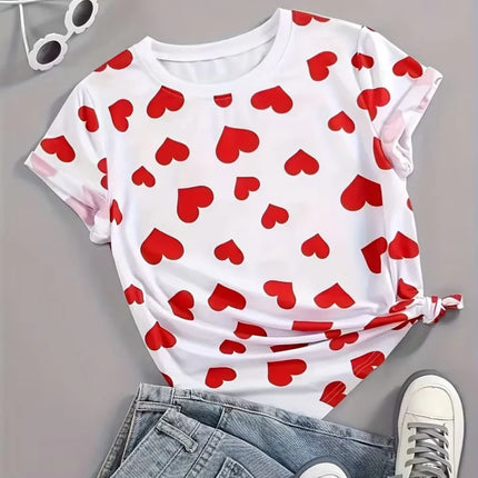 2026 Children's Clothing Girl T-Shirt Short Sleeve Child T-Shirt Vibrant Heart Graphic Casual Kids Summer Clothes Girl Top Tees
