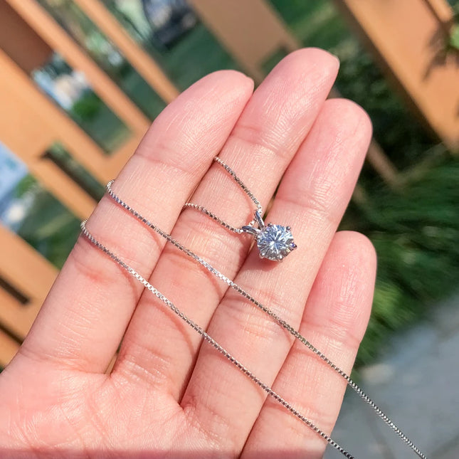 OXTAO 0.5ct–5ct D Moissanite Solitaire Necklace Certified  Lab Imitation Diamond Charm Pendant Necklace Jewelry 14K Gold Filled