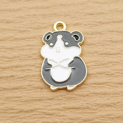 10pcs Cute Cat Rabbit Snake Sheep Charm Jewelry Accessories Enamel Necklace Earring Pendant Diy Making Alloy Metal Gold Plated