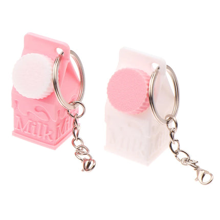 Milk Carton Keychain Pendant Mini Milk Carton Shape Pill Storage Box Portable Container Pendant For Backpack Handbag Keychain