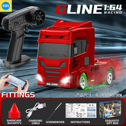1:64 Mini Drift RC Truck Head 4WD Full Proportional Control 15KM/H High-Speed 2-Speed Type-C Charging for kids Birthday Gift