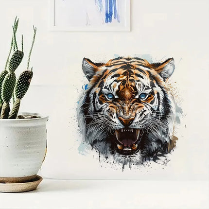 Vibrant Tiger Head Vinyl Decal Stickers, Bright Wall for Home, Cabinet, Door,Refrigerator Decoration, Vinyl Car Decals, Art Wall