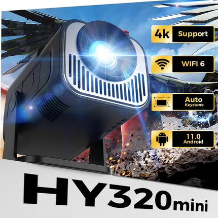 Velec HY320 Mini Projector Upgrade 4K Android 11 WiFi 6 BT 5.0 Allwinner H713 Home Outdoor Portable Projector HY320 MINI