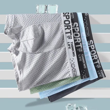 4pcs Summer Mesh Men Boxer Underwear Quick Dry Panties Man Boxer-briefs Breathable XL XXL 3XL 4XL Male Shorts Mens Undershorts