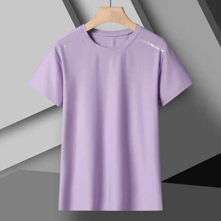 Women Reflective Running T-Shirt - High Elastic Breathable Quick-Dry Ice Silk Sport Top for Summer, Cool Short Sleeve Active Tee