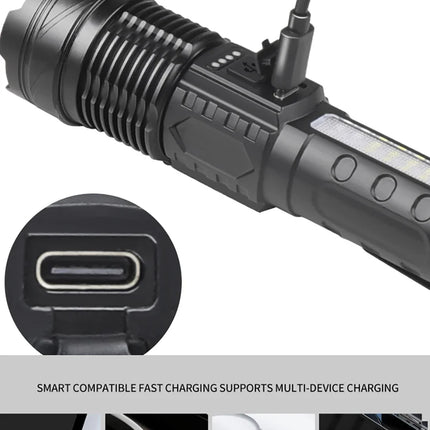 Portable Rechargeable LED COB Flashlight with Clip Super Bright Telescopic zoom Handheld Work Flashlight For Outdoor Camping