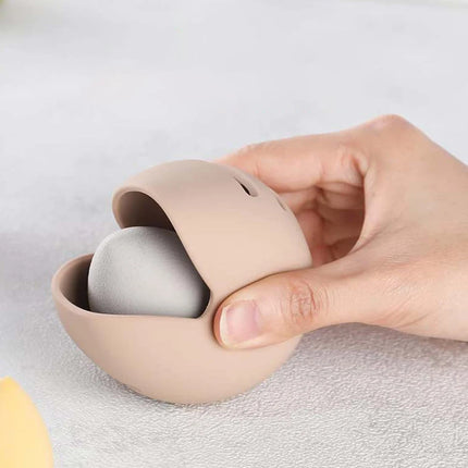 Makeup Sponge Travel Case, Eco-Friendly Silicone Porous Beauty Sponge Storage Case, Travel Portable Makeup Powder Puff Storage C