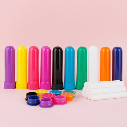20-200set Colorful Plastic Nasal Inhalers Sticks Refill for Perfume with High Quality Replacement Cotton Wicks for Essentail Oil