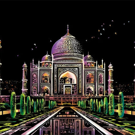 Handmade DIY Scratch Art Painting Toy Colorful City Night View Painting Learning Card Scratching Toy Kids Creative Birthday Gift