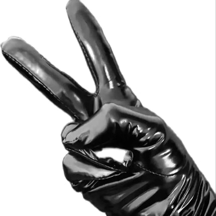 New Sexy Women PU Leather Gloves Shiny Long Gloves Punk Mitten Party Clubwear Cosplay Stage Costume Accessories