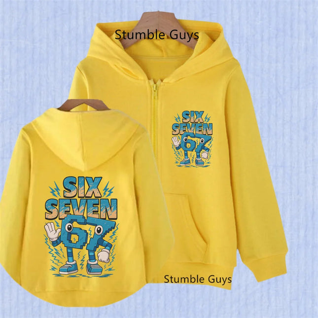 Hot Six Seven Zip Up Hoodies Children's Funny 67 Brainrot Sweatshirts Clothes Kid Girl Boy Zipper Hoody Baby Casual Fashion Tops