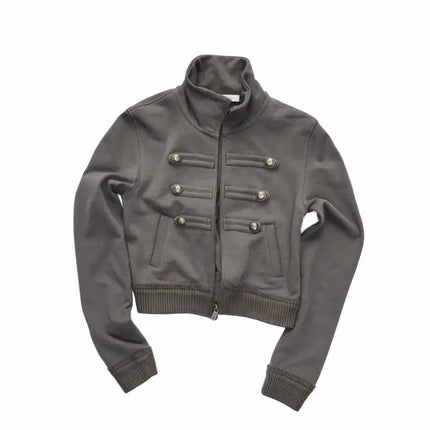 In early spring, the new short slim ladies coat Napoleon ins retro style, solid color and simple personality street fashion.