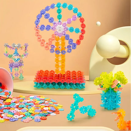 Children's early education insert bag Snowflake building block set, children's educational building blocks, children's DIY toys
