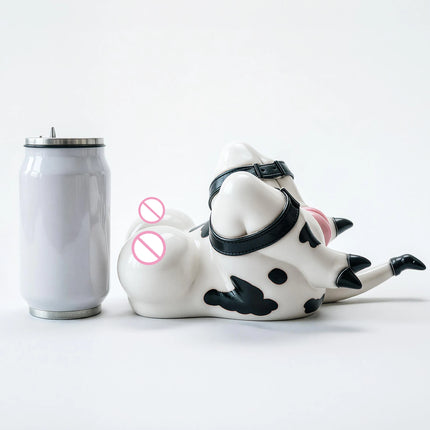 SHAZ Bound Sexy Milk Cow Silicone Stroker, Bionic Cow Nipple & Tail Design, Realistic Vagina Onahole, Tight Masturbator for Men