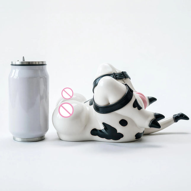 SHAZ Bound Sexy Milk Cow Silicone Stroker, Bionic Cow Nipple & Tail Design, Realistic Vagina Onahole, Tight Masturbator for Men