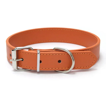 Solid Color Leather Dog Collar Adjustable Cat Necklace Puppy Neck Strap Suitable For Medium And Small Dogs Pet Supplies XS-XL