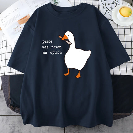 Peace Was Never An Option Prints Mans Cotton Tee Clothing Creativity All-math Short Sleeve Fashion Casual Loose Tops Men T-Shirt