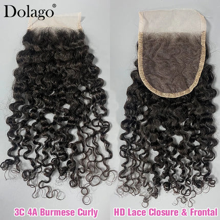 13x6 HD Lace Frontal Closure 3C 4A Burmese Curly Human Hair 2x6 4x4 5x5 6x6 Lace Closure Frontal Lace Only 13x4 Lace Frontal