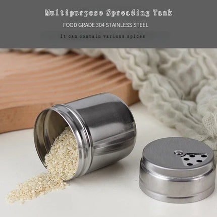 Multi-purpose Stainless Steel Seasoning Jar Salt Sugar Bottle Rotating Cover Kitchen Gadgets Spice Pepper Shaker Spice Jar