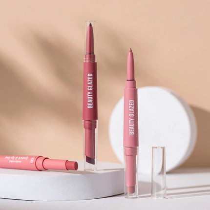 Lip Liner And Lipstick Pen, 2-in-1 Double-headed Lipstick Set , Waterproof Long Lasting Matte Lipstick Gift, Suitable For Daily