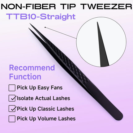Fiber Tip Lash Extension Tweezer, Titanium Black Eyelash Nano Tip Tweezer for Lash Tech Supplier