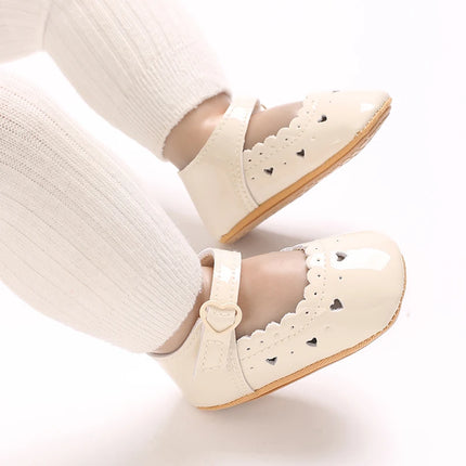 Solid Color Baby Girl Mary Jane Shoes With Soft Rubber Sole Anti Slip Spring And Autumn Princess Shoes Suitable For 0-18M Babies