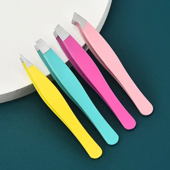 Removal Clip for Eyelash 1/4pcs Eyebrow Tweezers Stainless Steel Hair Extension Tweezer Colorful Professional Makeup Beauty Tool