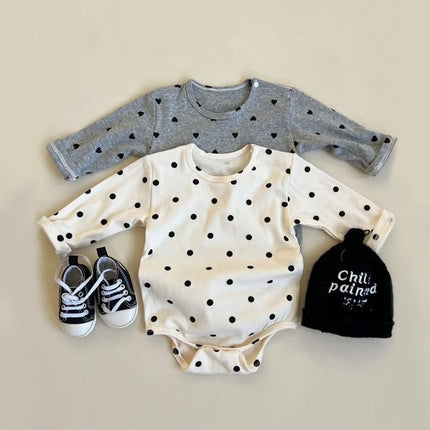 Baby Rompers 2025 Spring Autumn Long Sleeve Triangular Jumpsuit Polka Dot Printed Newborn Clothes Infant Rompers