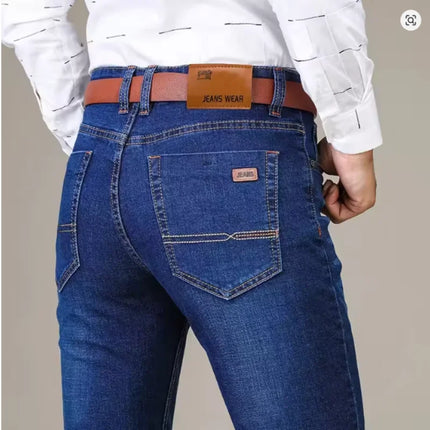 2026 Men NEW Men's Fashion Business Jeans Classic Style Casual Stretch Slim Jean Pants Male Brand Denim Trousers Black Blue Mens