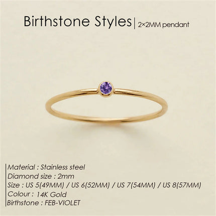 eManco Stainless Steel Birthstone Ring  Gold Color Simple Fashion Style For Women Festival Party Gift