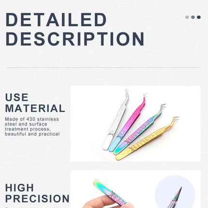 Professional Eyelash Tweezers for Lash Extension, Stainless Steel High Precision Eyelash Extension Eyebrow Tweezers