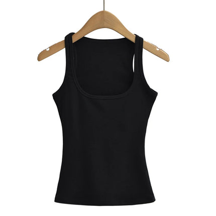Summer U-neck Sculpted Square Neck Tank Top for Women New 2025 Fashionable Sleeveless Top