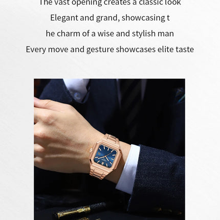NIBOSI Luxury Square Fashion Men's Wristwatch Waterproof Luminous Date Week Quartz Men's Watches Stainless Steel Men's Watch Reloj