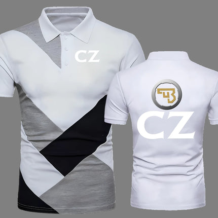 2025 CZ Ceska Zbrojovka Men's Polo Shirt Summer Golf Contrast Color Breathable Polos Shirt Contrast Color Slim Fit Top Clothing