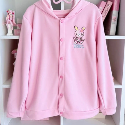 Y2k Aesthetics Sweet Hoodies Coats Cartoon Embroidery Single Breasted Sweatshirts Japanese Cute Tops Harajuku Women's Clothing