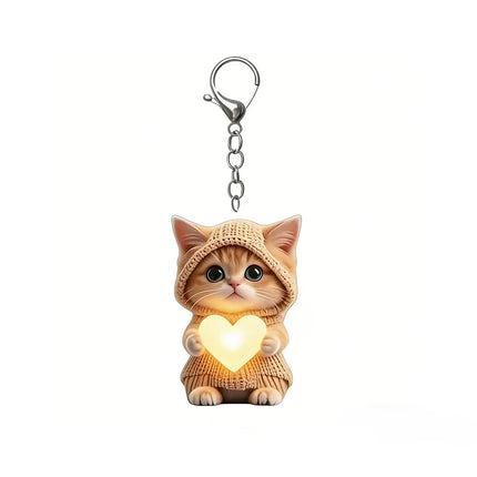 Keyring Mini Cat Acrylic Pendant 2D Cute Cat Keychain Decoration Hedgehog Hanging Ornament Jewelry Gift