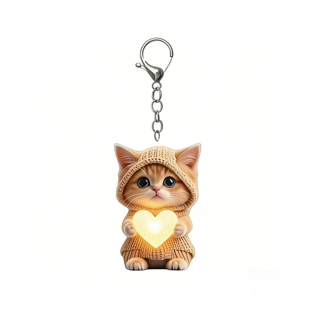 Keyring Mini Cat Acrylic Pendant 2D Cute Cat Keychain Decoration Hedgehog Hanging Ornament Jewelry Gift