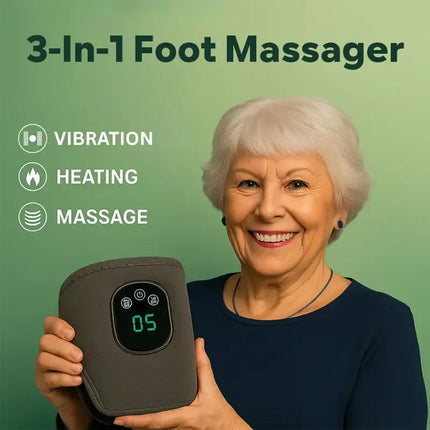 Emeka 3-in-1 Electric Ankle Massager 5 Level Heating Vibration for Eliminate Foot Pain Swelling Poor Circulation Brace Massager