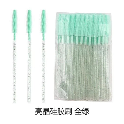 50pcs Crystal Silicone Eyelash Brush Lash Makeup Brushes Eyebrow Comb Eyelashes Extension Spoolie Microbrush Cosmetics Tool