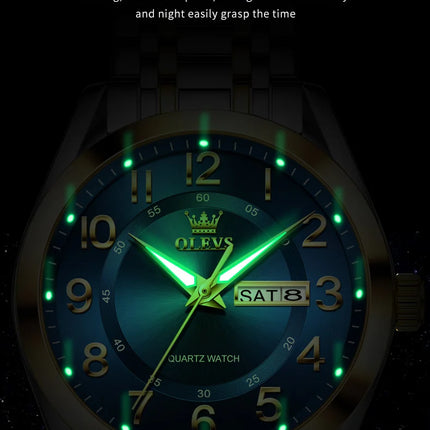 OLEVS Men's Watches Top Brand Luxury Original Quartz Watch for Men Stainless Steel Waterproof Luminous Date Week Business Watches